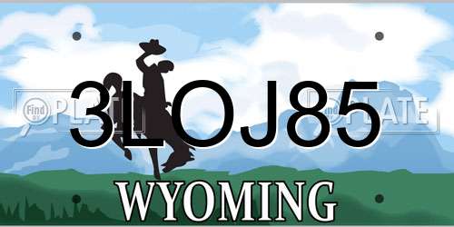 3LOJ85 Wyoming License Plate