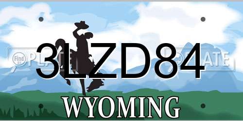 3LZD84 Wyoming License Plate