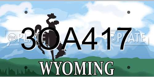 3OA417 Wyoming License Plate
