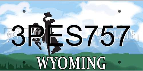3PES757 Wyoming License Plate