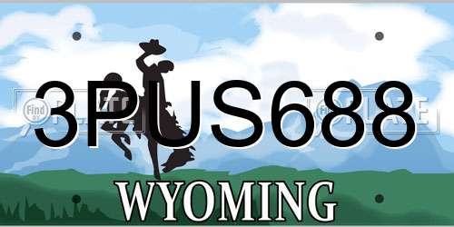 3PUS688 Wyoming License Plate