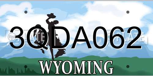 3QDA062 Wyoming License Plate