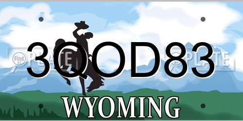 3QOD83 Wyoming License Plate