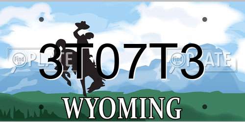 3T07T3 Wyoming License Plate