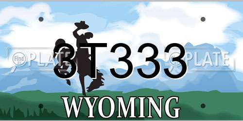 3T333 Wyoming License Plate