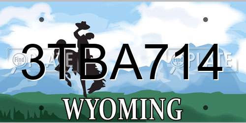 3TBA714 Wyoming License Plate