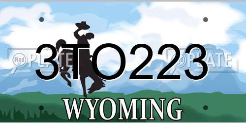 3TO223 Wyoming License Plate