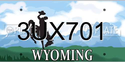 3UX701 Wyoming License Plate