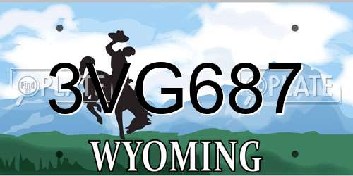 3VG687 Wyoming License Plate