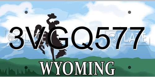 3VGQ577 Wyoming License Plate