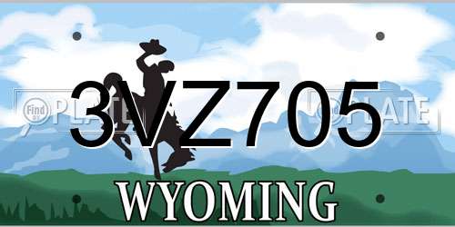 3VZ705 Wyoming License Plate