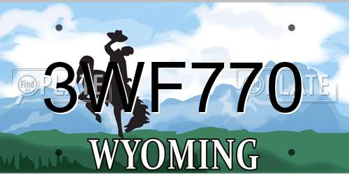 3WF770 Wyoming License Plate