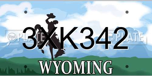 3XK342 Wyoming License Plate