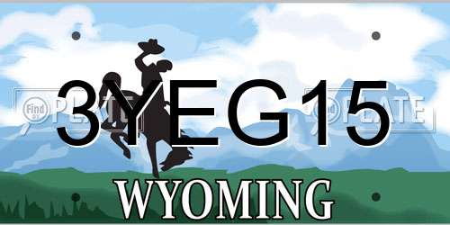 3YEG15 Wyoming License Plate