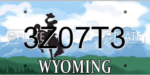 3Z07T3 Wyoming License Plate