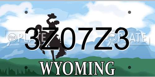 3Z07Z3 Wyoming License Plate