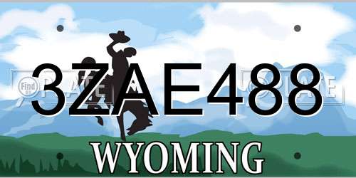 3ZAE488 Wyoming License Plate