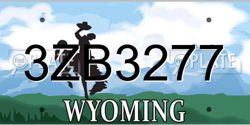 3ZB3277 Wyoming License Plate