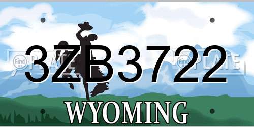 3ZB3722 Wyoming License Plate