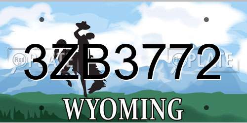 3ZB3772 Wyoming License Plate