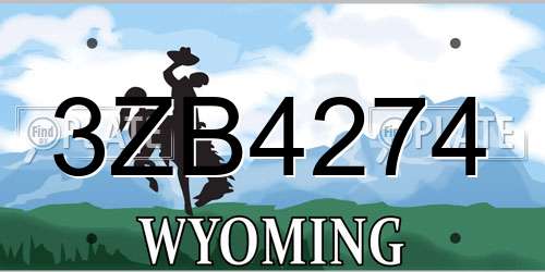 3ZB4274 Wyoming License Plate