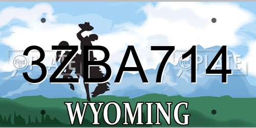 3ZBA714 Wyoming License Plate