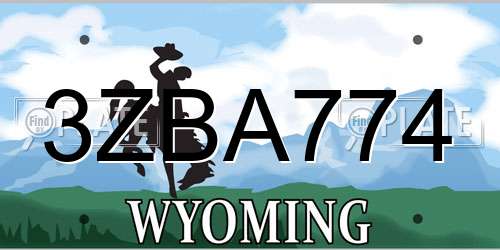 3ZBA774 Wyoming License Plate