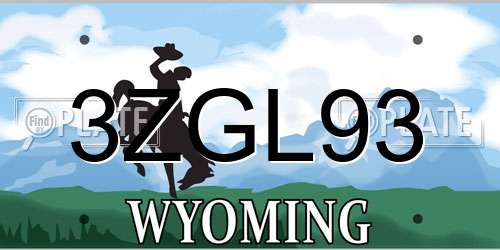 3ZGL93 Wyoming License Plate