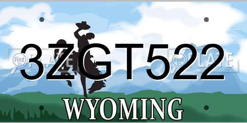 3ZGT522 Wyoming License Plate