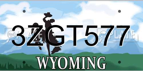 3ZGT577 Wyoming License Plate