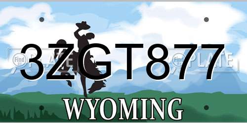 3ZGT877 Wyoming License Plate