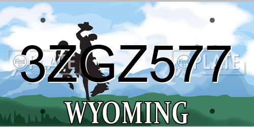 3ZGZ577 Wyoming License Plate