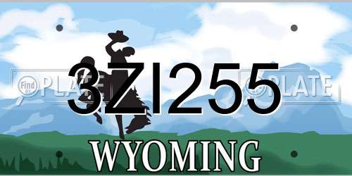 3ZI255 Wyoming License Plate