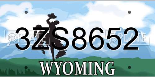 3ZS8652 Wyoming License Plate