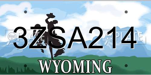 3ZSA214 Wyoming License Plate