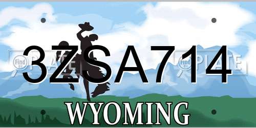 3ZSA714 Wyoming License Plate