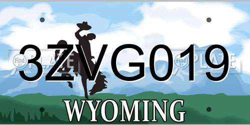 3ZVG019 Wyoming License Plate