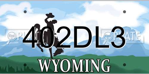 402DL3 Wyoming License Plate