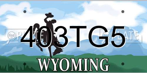 403TG5 Wyoming License Plate