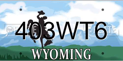 403WT6 Wyoming License Plate