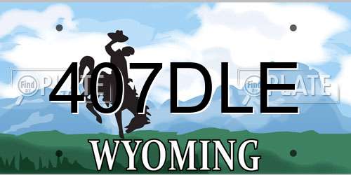 407DLE Wyoming License Plate