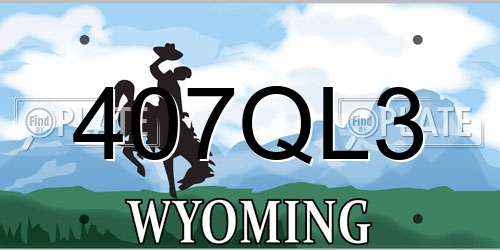 407QL3 Wyoming License Plate