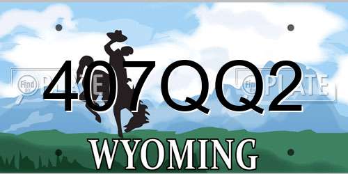 407QQ2 Wyoming License Plate