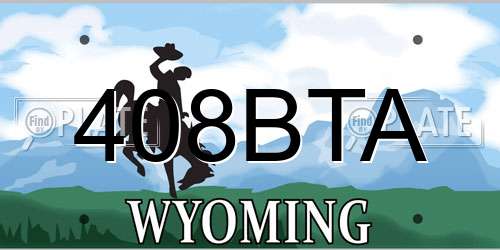 408BTA Wyoming License Plate