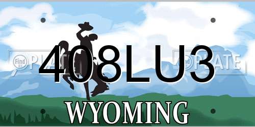 408LU3 Wyoming License Plate