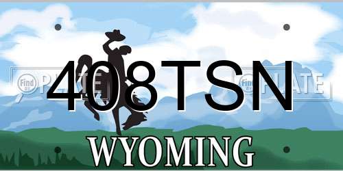 408TSN Wyoming License Plate