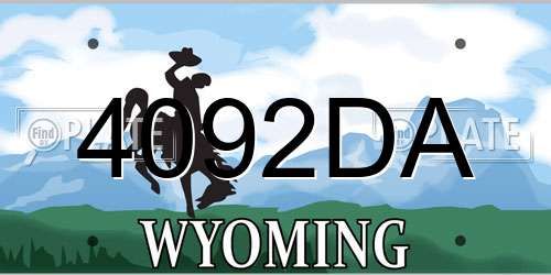 4092DA Wyoming License Plate