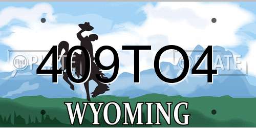 409TO4 Wyoming License Plate