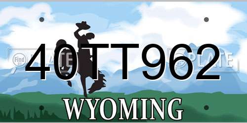 40TT962 Wyoming License Plate