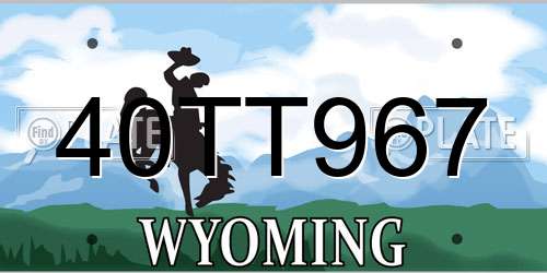 40TT967 Wyoming License Plate